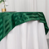 Enhance Your Table Setting with the Hunter Emerald Green Satin Stripe Square Table Overlay