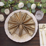 Elevate Your Table Setting with Antique Gold Shimmer Sequin Dots Polyester Table Napkins